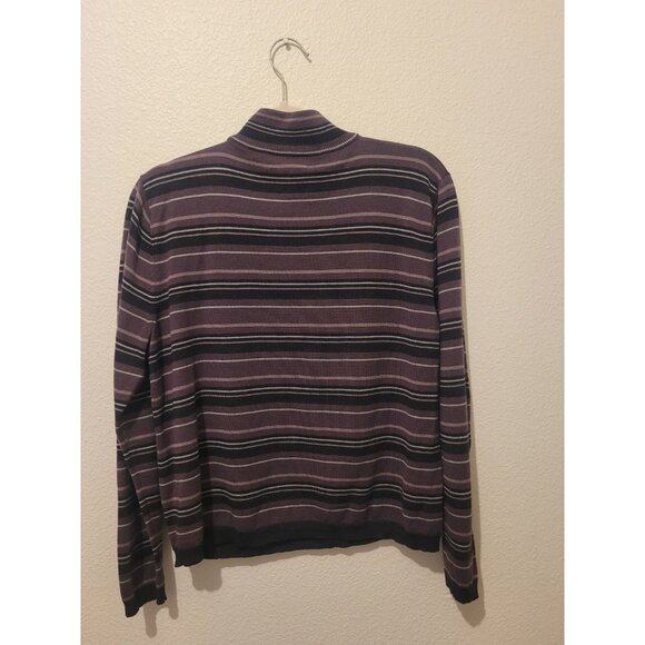 Pendleton Merino Wool Striped Mock Neck Sweater Purple Women's L Long Sleeve - Picture 6 of 11